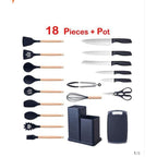 KIT أدوات المطبخ 18 قطعة + حامل